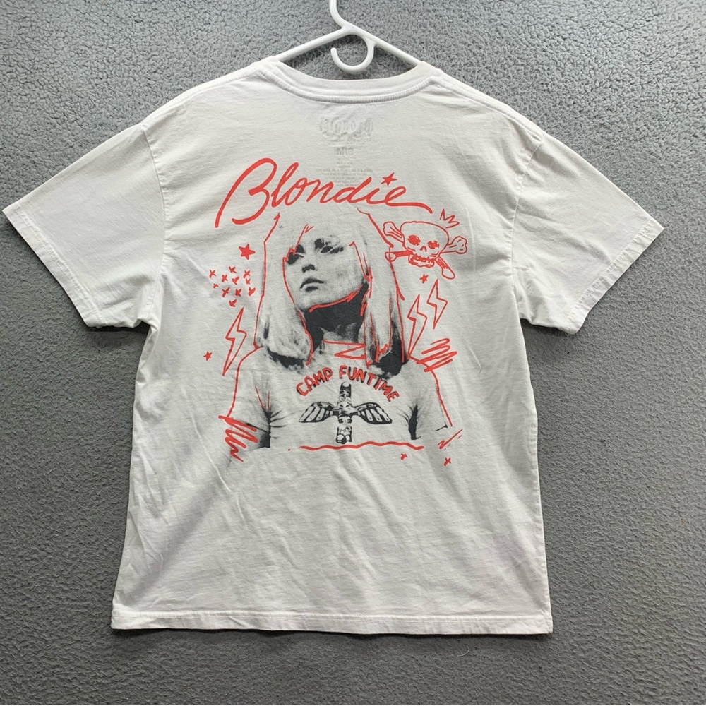 Blondie Camp FunTime White Short Sleeve T-Shirt Size S/M Women Unisex Skull Logo